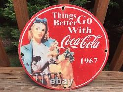 Vintage Coca Cola Porcelain Sign Soda Cola Sign Gas Station Sign
