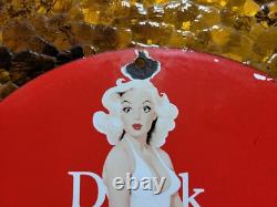 Vintage Coca Cola Porcelain Sign Soda Pop Advertising Coke Marilyn Monroe Woman