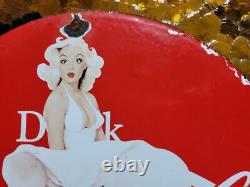Vintage Coca Cola Porcelain Sign Soda Pop Advertising Coke Marilyn Monroe Woman