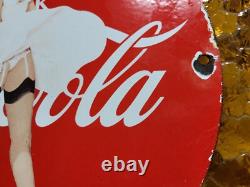 Vintage Coca Cola Porcelain Sign Soda Pop Advertising Coke Marilyn Monroe Woman