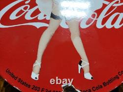 Vintage Coca Cola Porcelain Sign Soda Pop Advertising Coke Marilyn Monroe Woman