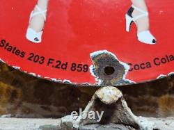 Vintage Coca Cola Porcelain Sign Soda Pop Advertising Coke Marilyn Monroe Woman