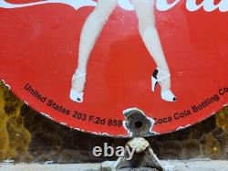 Vintage Coca Cola Porcelain Sign Soda Pop Advertising Coke Marilyn Monroe Woman