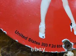 Vintage Coca Cola Porcelain Sign Soda Pop Advertising Coke Marilyn Monroe Woman