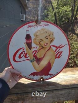 Vintage Coca Cola Porcelain Sign Soda Pop Advertising Marilyn Monroe Playboy