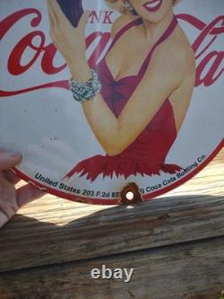 Vintage Coca Cola Porcelain Sign Soda Pop Advertising Marilyn Monroe Playboy