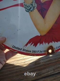 Vintage Coca Cola Porcelain Sign Soda Pop Advertising Marilyn Monroe Playboy