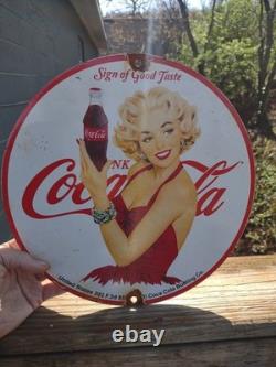 Vintage Coca Cola Porcelain Sign Soda Pop Advertising Marilyn Monroe Playboy