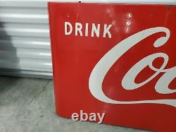 Vintage Coca-Cola Porcelain Sled Sleigh Sign With Brackets