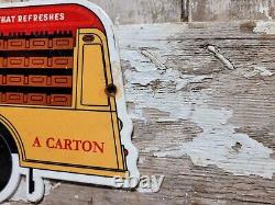 Vintage Coca Cola Porcelain Soda Sign Beverage Carton Truck Delivery Service Rig
