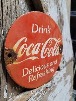 Vintage Coca Cola Porcelain Soda Sign Pop Coke Beverage Drink Food Store Item