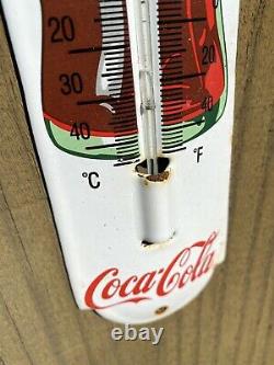 Vintage Coca Cola Porcelain Thermometer Metal Sign Coke Soda Pop Oil Gas Station