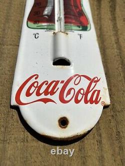 Vintage Coca Cola Porcelain Thermometer Metal Sign Coke Soda Pop Oil Gas Station