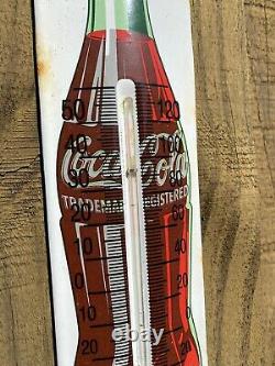 Vintage Coca Cola Porcelain Thermometer Metal Sign Coke Soda Pop Oil Gas Station