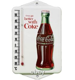Vintage Coca Cola Porcelain Thermometer Motor Oil Service Station Pump Plate