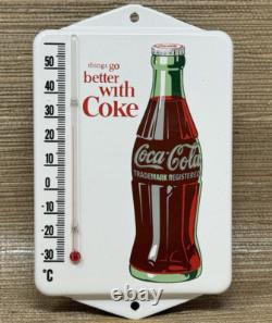 Vintage Coca Cola Porcelain Thermometer Motor Oil Service Station Pump Plate