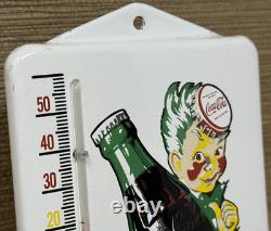 Vintage Coca Cola Porcelain Thermometer Motor Oil Service Station Pump Plate