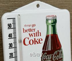 Vintage Coca Cola Porcelain Thermometer Motor Oil Service Station Pump Plate