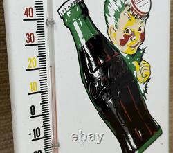 Vintage Coca Cola Porcelain Thermometer Motor Oil Service Station Pump Plate