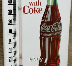 Vintage Coca Cola Porcelain Thermometer Motor Oil Service Station Pump Plate