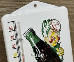 Vintage Coca Cola Porcelain Thermometer Motor Oil Service Station Pump Plate