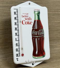 Vintage Coca Cola Porcelain Thermometer Motor Oil Service Station Pump Plate