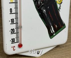 Vintage Coca Cola Porcelain Thermometer Motor Oil Service Station Pump Plate