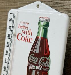 Vintage Coca Cola Porcelain Thermometer Motor Oil Service Station Pump Plate