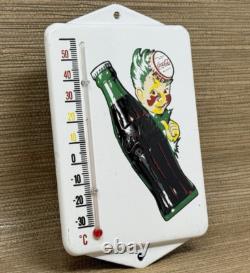 Vintage Coca Cola Porcelain Thermometer Motor Oil Service Station Pump Plate