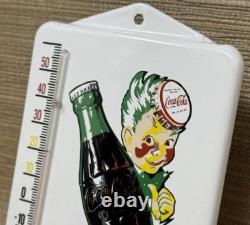 Vintage Coca Cola Porcelain Thermometer Motor Oil Service Station Pump Plate
