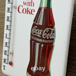 Vintage Coca Cola Porcelain Thermometer Motor Oil Service Station Pump Plate