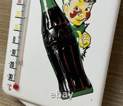 Vintage Coca Cola Porcelain Thermometer Motor Oil Service Station Pump Plate