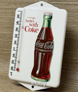 Vintage Coca Cola Porcelain Thermometer Motor Oil Service Station Pump Plate