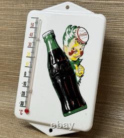 Vintage Coca Cola Porcelain Thermometer Motor Oil Service Station Pump Plate