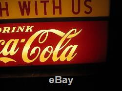 Vintage Coca Cola Price Bros. Lunch With Us Light Up Original Sign No Reserve