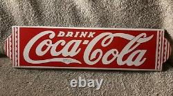 Vintage Coca Cola Push Bar Door Sign, RJ Dewees Dallas Texas 1930s Porcelain pat