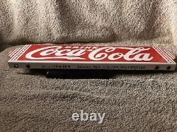 Vintage Coca Cola Push Bar Door Sign, RJ Dewees Dallas Texas 1930s Porcelain pat