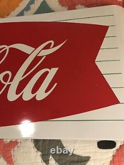 Vintage Coca Cola Rare Fishtail Porcelain Sign Coke