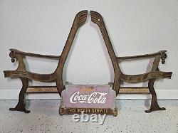 Vintage Coca Cola Rocker Iron Advertising Soda Sign & Arm Rests Unassembled READ