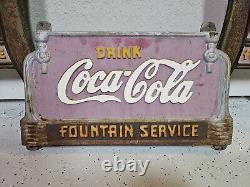 Vintage Coca Cola Rocker Iron Advertising Soda Sign & Arm Rests Unassembled READ