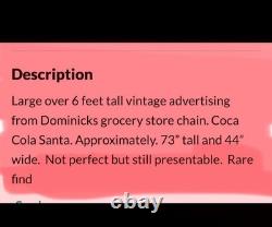 Vintage Coca Cola Santa Advertising Standee Life Size Rare Dominick's Food Store