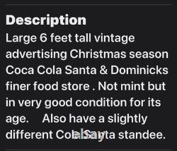 Vintage Coca Cola Santa Advertising Standee Life Size Rare Dominick's Food Store