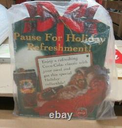 Vintage Coca Cola Santa Holiday Refreshment Promotional Cup Carboard Sign