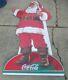 Vintage Coca Cola Santa with Bottle Christmas Cardboard Sign Advertisement C