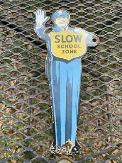 Vintage Coca Cola School Crossing Guard Porcelain Sign Oil Gas Coke Soda Police