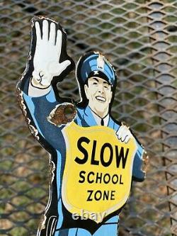 Vintage Coca Cola School Crossing Guard Porcelain Sign Oil Gas Coke Soda Police