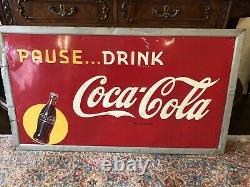 Vintage Coca Cola Sign 1947 56 X 32 Embossed