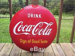 Vintage Coca Cola Sign 24 Curved Button Sign AM 118 Old Soda Pop Advertising