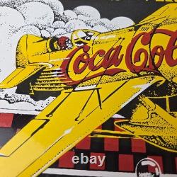 Vintage Coca Cola Sign Airplane Beverage Soda Gas Pump Plate Porcelain Sign