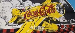 Vintage Coca Cola Sign Airplane Beverage Soda Gas Pump Plate Porcelain Sign